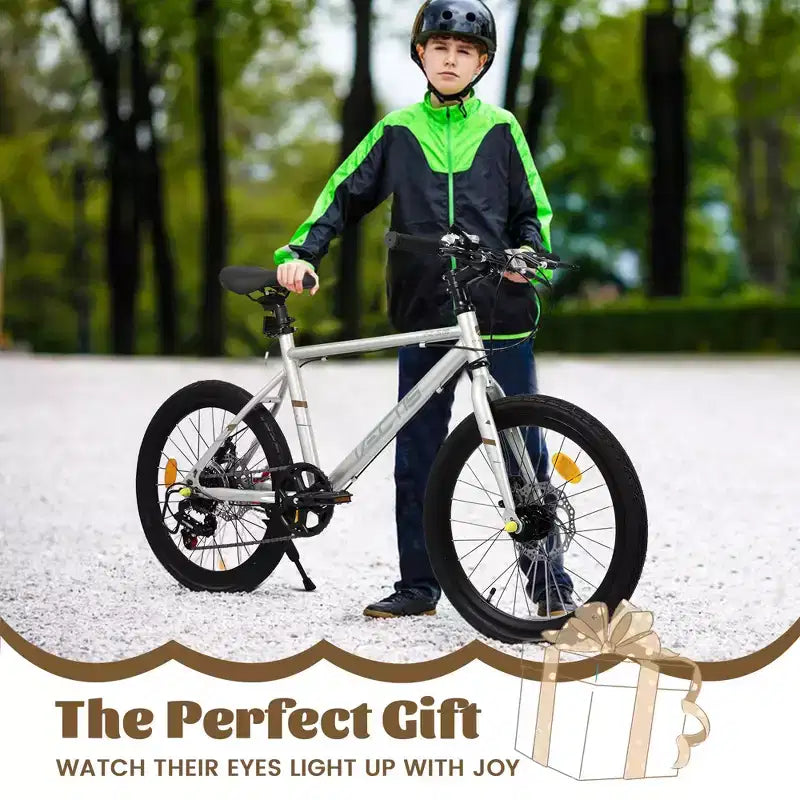 Okak 20IN Toddler Bike with 7-Speed and Steel Frame, Kids Bike with Dual Disc Brakes and 1.75IN Tires, Kids Cruiser Bikes for Boys & Girls