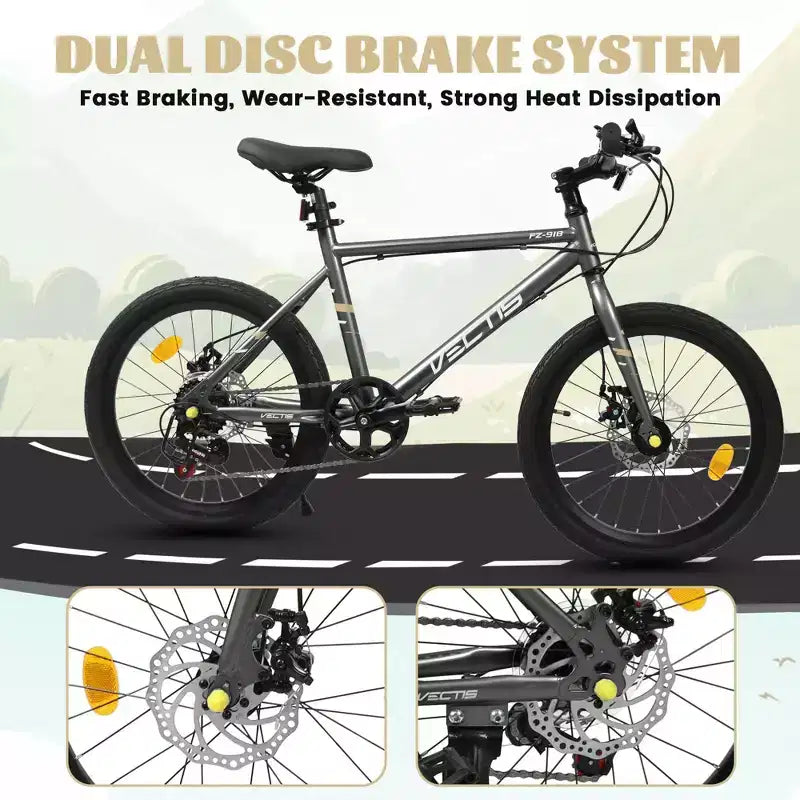 Okak 20IN Toddler Bike with 7-Speed and Steel Frame, Kids Bike with Dual Disc Brakes and 1.75IN Tires, Kids Cruiser Bikes for Boys & Girls