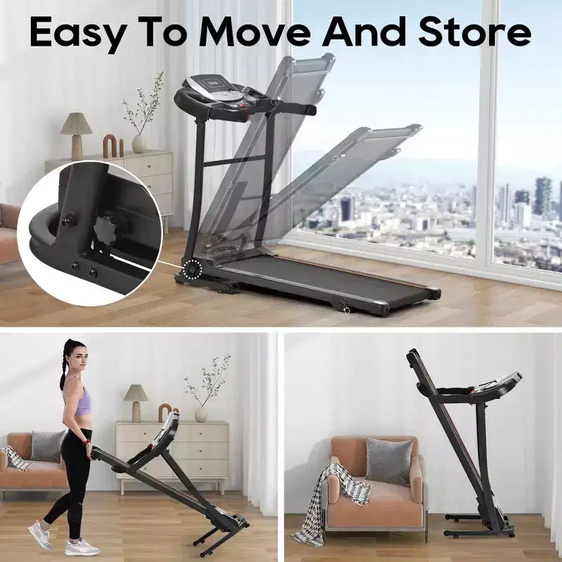 Folding Treadmill for Home with Incline & Heart Rate Sensor, 2.5HP Quiet Motor, USB Charging, Portable Running Walking Machine, 300lbs Capacity