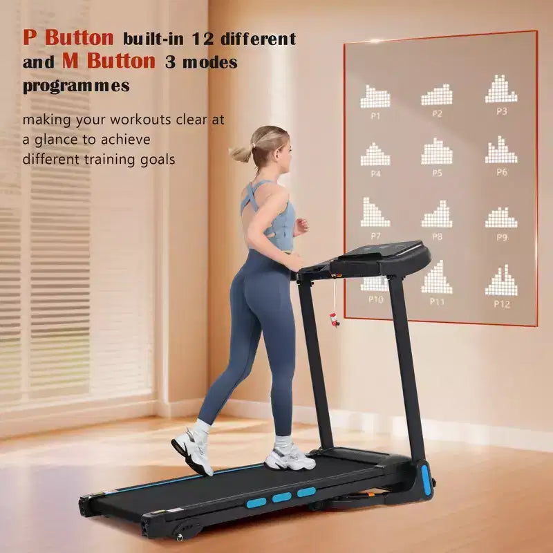 3.5HP Foldable Treadmill for Home with Incline, 10MPH, 350Lbs Capacity, Heart Rate Sensors, Type-C & USB Charging, Bluetooth Speaker