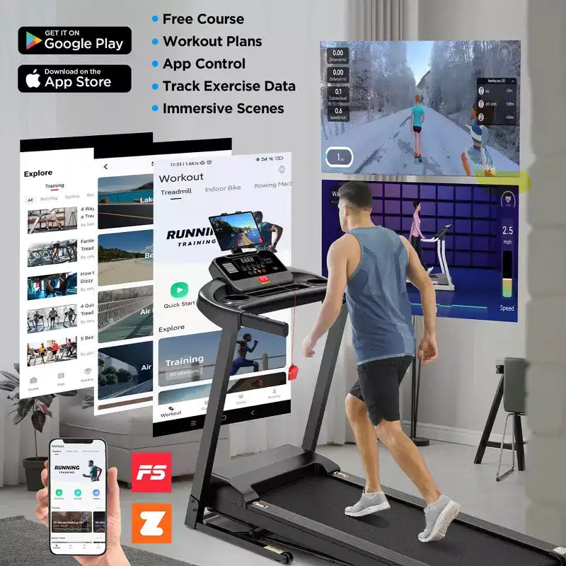 Tapis de course pliable avec inclinaison, Tapis roulant 3,5 CV pour la maison avec capacité de 150 kg, 71 programmes