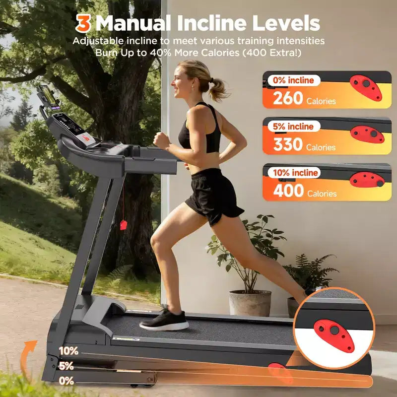 Tapis de course pliable avec inclinaison, Tapis roulant 3,5 CV pour la maison avec capacité de 150 kg, 71 programmes