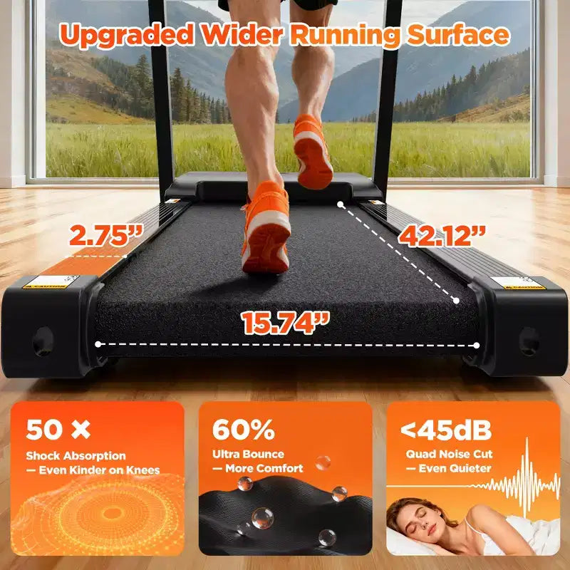 Tapis de course pliable avec inclinaison, Tapis roulant 3,5 CV pour la maison avec capacité de 150 kg, 71 programmes