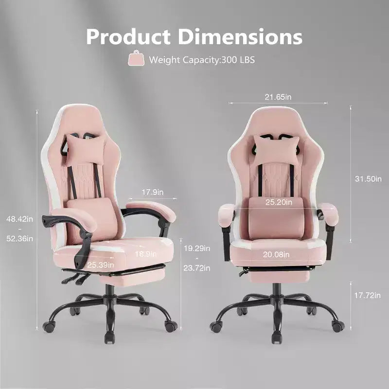 Bestier Gaming Chair with Lumbar Support, Office Chair with Adjustable Height, Armrests and Headrests, 360 Rotating Wheels