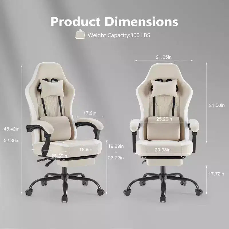 Bestier Gaming Chair with Lumbar Support, Office Chair with Adjustable Height, Armrests and Headrests, 360 Rotating Wheels