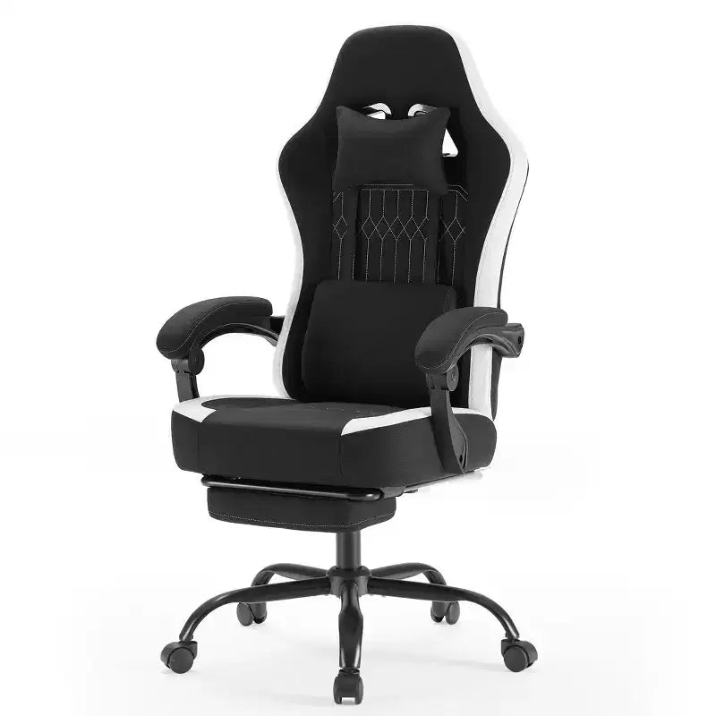 Bestier Gaming Chair with Lumbar Support, Office Chair with Adjustable Height, Armrests and Headrests, 360 Rotating Wheels
