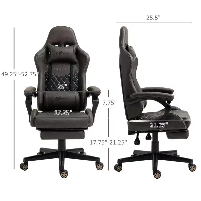 Chaise de Bureau et Gaming Fauteuil Gamer en Cuir PU Diamant, Dossier Haut, Fauteuil Inclinable Pivotant avec Repose-Pieds, Support Lombaire, Hauteur Réglable