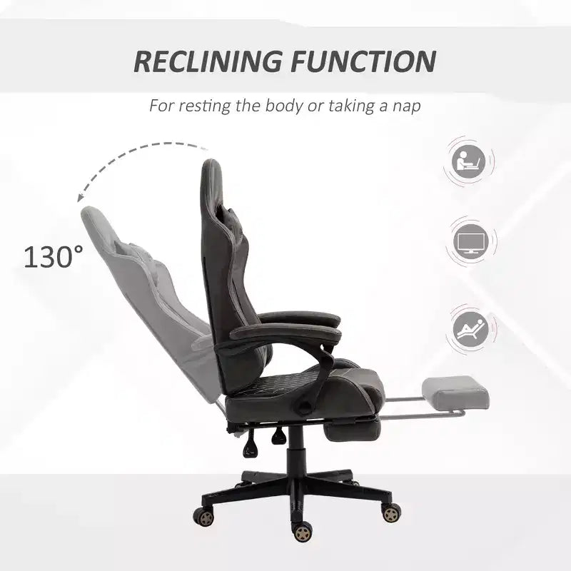 Chaise de Bureau et Gaming Fauteuil Gamer en Cuir PU Diamant, Dossier Haut, Fauteuil Inclinable Pivotant avec Repose-Pieds, Support Lombaire, Hauteur Réglable