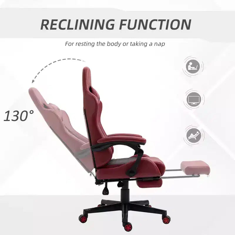 Chaise de Bureau et Gaming Fauteuil Gamer en Cuir PU Diamant, Dossier Haut, Fauteuil Inclinable Pivotant avec Repose-Pieds, Support Lombaire, Hauteur Réglable