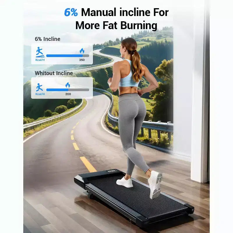 Superun 6% Incline Under Desk Walking Pad 3 In 1 treadmills For Home easy store