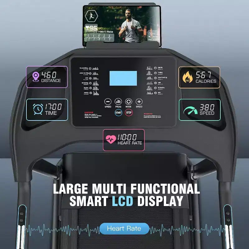Tapis de course KRISRATE avec inclinaison, tapis de course pliable portable intelligent 3,5 CV pour la maison, machine de course avec suivi intelligent de la condition physique, absorption silencieuse des chocs