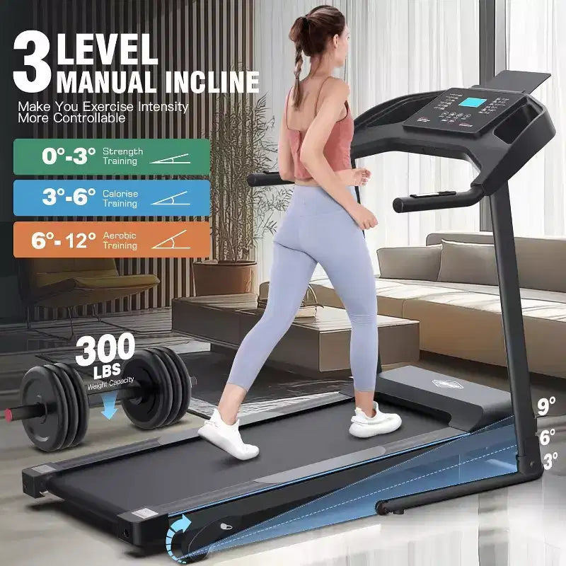 Tapis de course KRISRATE avec inclinaison, tapis de course pliable portable intelligent 3,5 CV pour la maison, machine de course avec suivi intelligent de la condition physique, absorption silencieuse des chocs