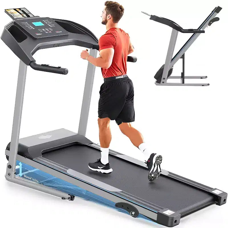 Tapis de course KRISRATE avec inclinaison, tapis de course pliable portable intelligent 3,5 CV pour la maison, machine de course avec suivi intelligent de la condition physique, absorption silencieuse des chocs