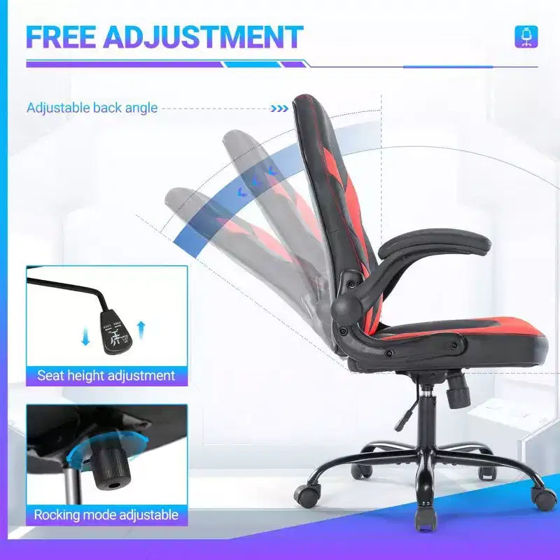 TUYOHW Ergonomic Gaming Chair,S-Shaped Backrest Office Chair with Rocking Mode & Adjustable Height,High Resilience Foam