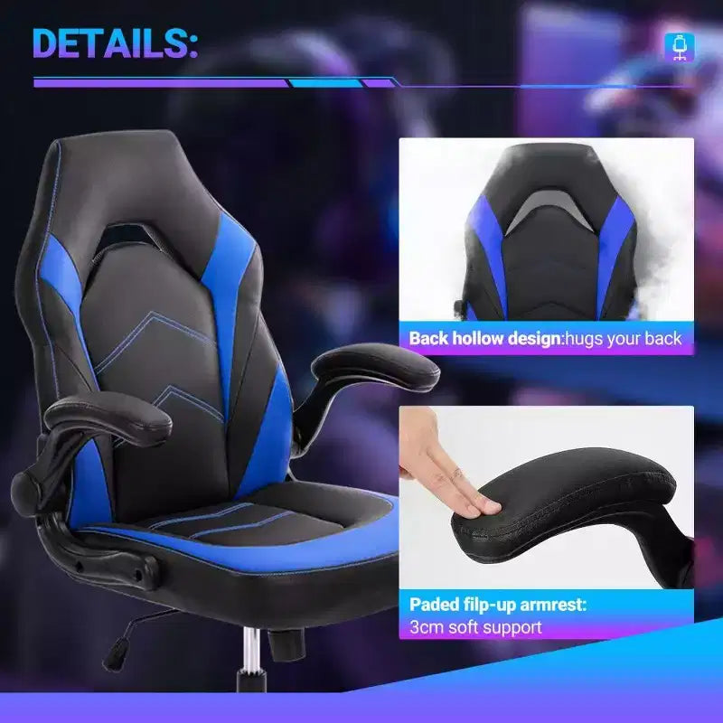 TUYOHW Ergonomic Gaming Chair,S-Shaped Backrest Office Chair with Rocking Mode & Adjustable Height,High Resilience Foam
