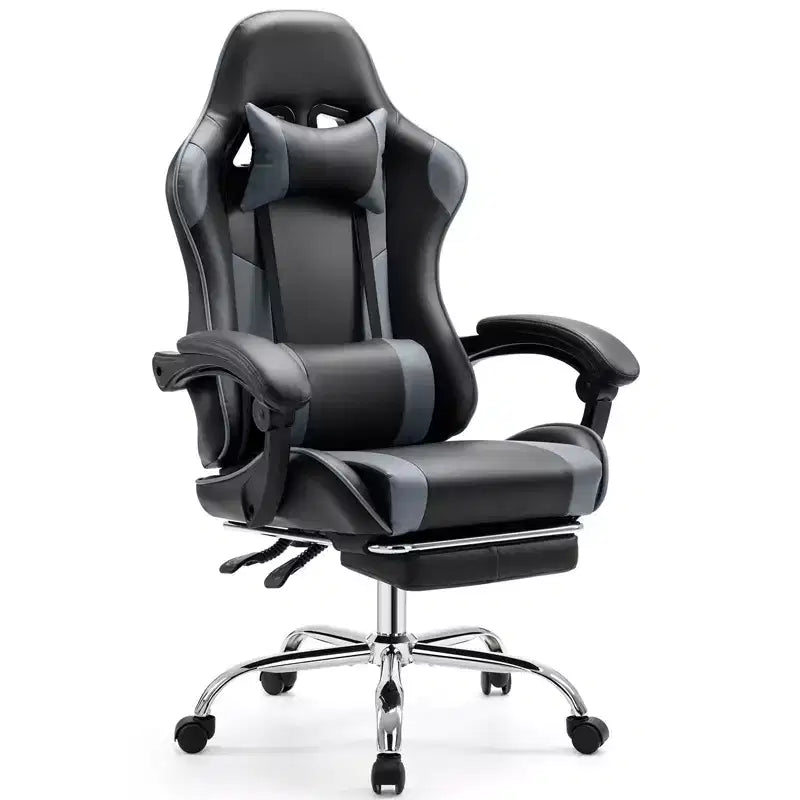 Chaise de bureau TUYOHW en cuir PU avec roulettes, repose-pieds et soutien lombaire, accoudoirs fixes, chaise gaming pour le bureau