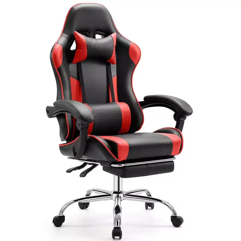 Chaise de bureau TUYOHW en cuir PU avec roulettes, repose-pieds et soutien lombaire, accoudoirs fixes, chaise gaming pour le bureau
