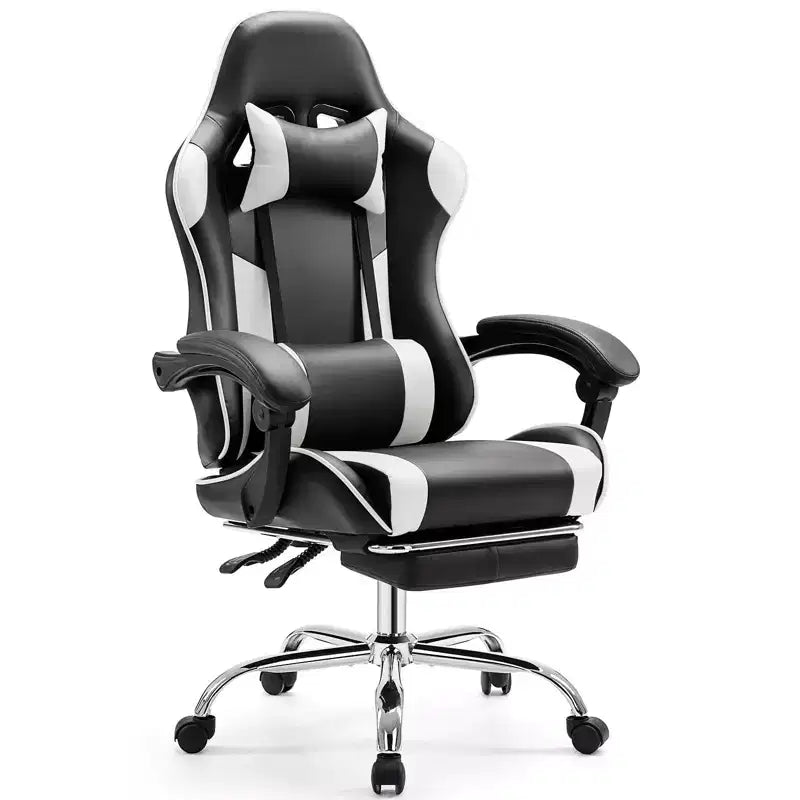 Chaise de bureau TUYOHW en cuir PU avec roulettes, repose-pieds et soutien lombaire, accoudoirs fixes, chaise gaming pour le bureau