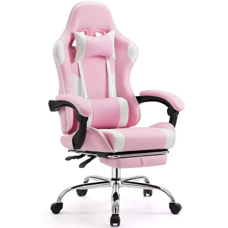 Chaise de bureau TUYOHW en cuir PU avec roulettes, repose-pieds et soutien lombaire, accoudoirs fixes, chaise gaming pour le bureau