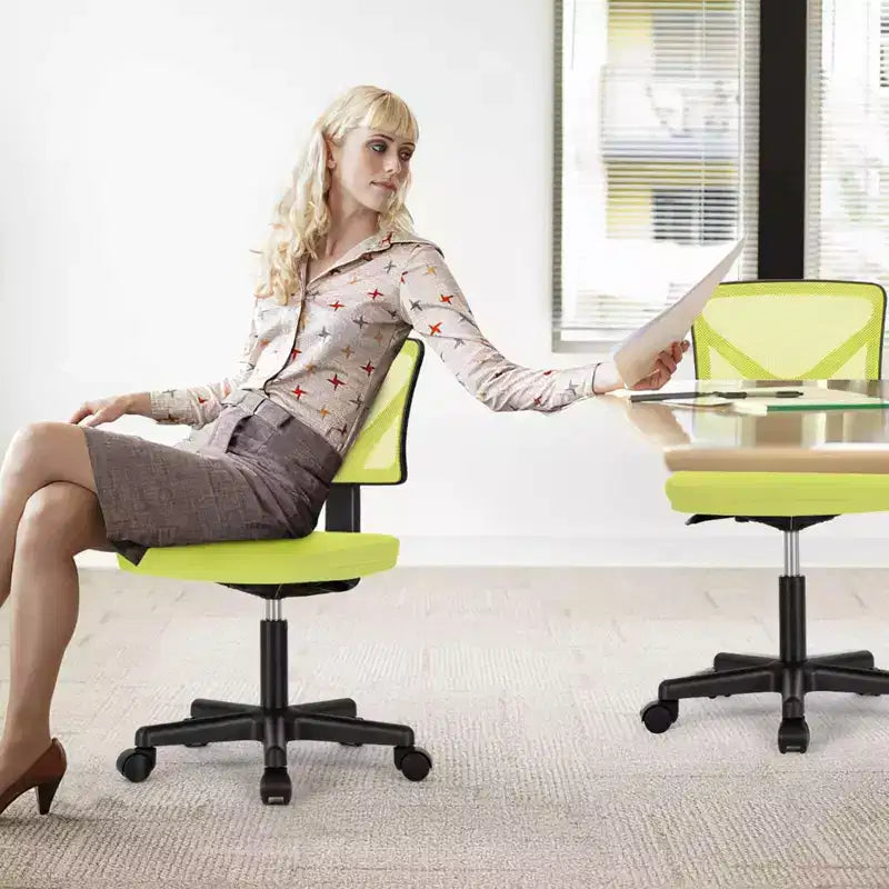 TUYOHW Mesh Swivel Criss Cross Chair on Wheels,Office Chair with Adjustable Height and Lumbar Support,Gaming Chair with Low-Back for Office