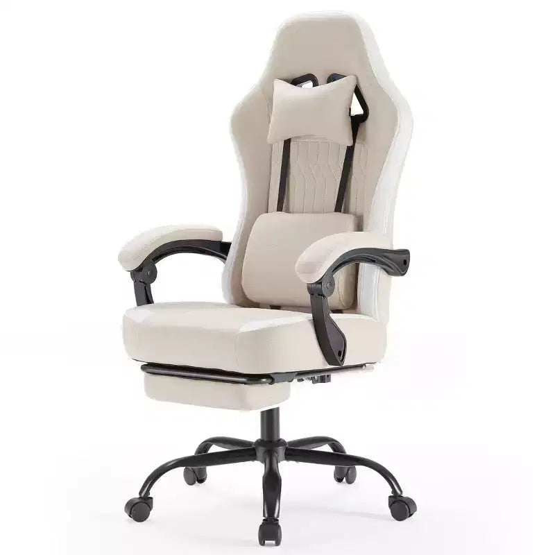 TUYOHW Microfiber Swivel Criss Cross Chair on Wheels,Office Chair with Removable Headrest and Waist Pillow,Gaming Chair for Office