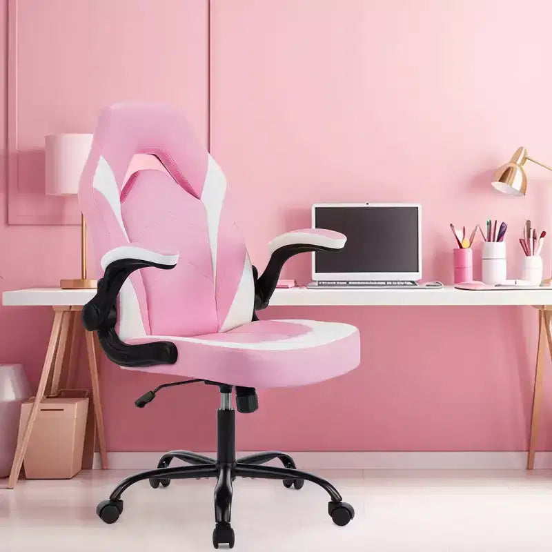TUYOHW PU Leather Swivel Criss Cross Chair on Wheels with S-Shaped Backrest,Office Chair with Lumbar Support,Gaming Chair for Office