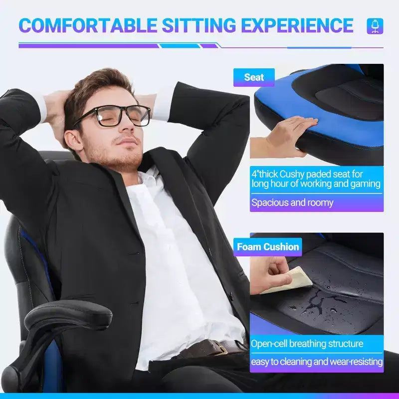 TUYOHW PU Leather Swivel Criss Cross Chair on Wheels with S-Shaped Backrest,Office Chair with Lumbar Support,Gaming Chair for Office