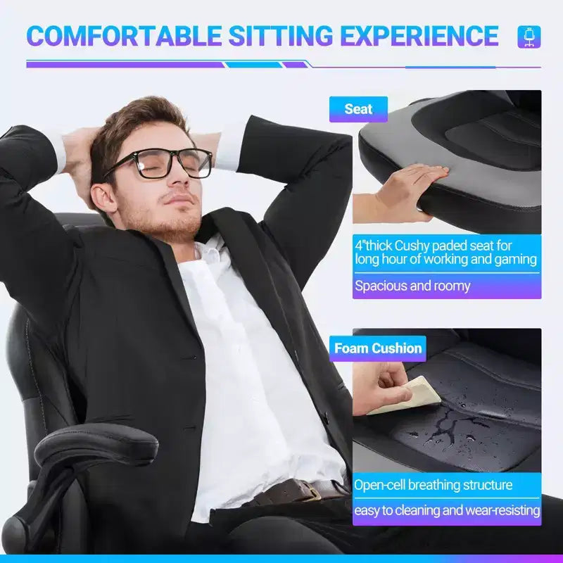 TUYOHW PU Leather Swivel Criss Cross Chair on Wheels with S-Shaped Backrest,Office Chair with Lumbar Support,Gaming Chair for Office