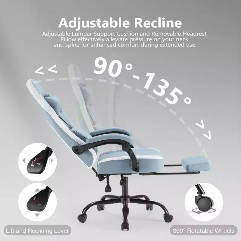 TUYOHW Ergonomic Office Chair with Pocket Spring Seat,300LB Capacity Gaming Chair with Adjustable Lumbar Pillow & Footrest for Adult,Student