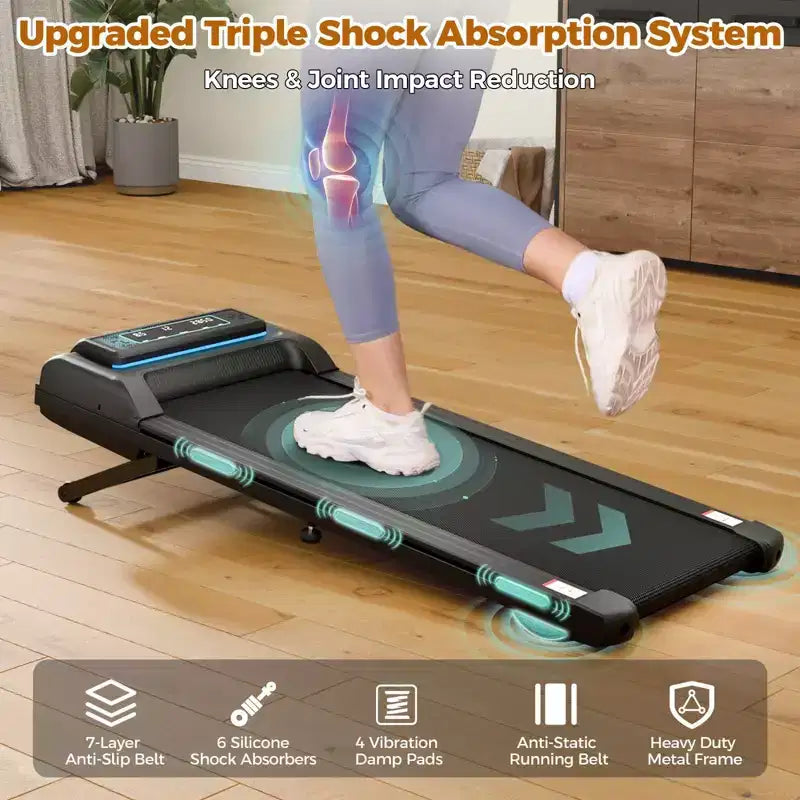 NAYSAYE Walking Pad Treadmill with Adjustable Incline, 450 lbs Capacity, Under Desk Portable Compact Treadmill for Home Office, Black, 52*22.5*7.87
