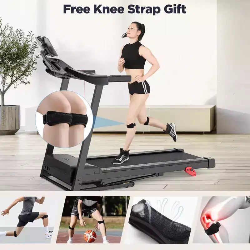 2.75HP Folding Treadmill with 300lb Capacity, 3 Incline, 71 Programs, Smart APP Connection,7.5MPH Portable Treadmill for Home Jogging Walking