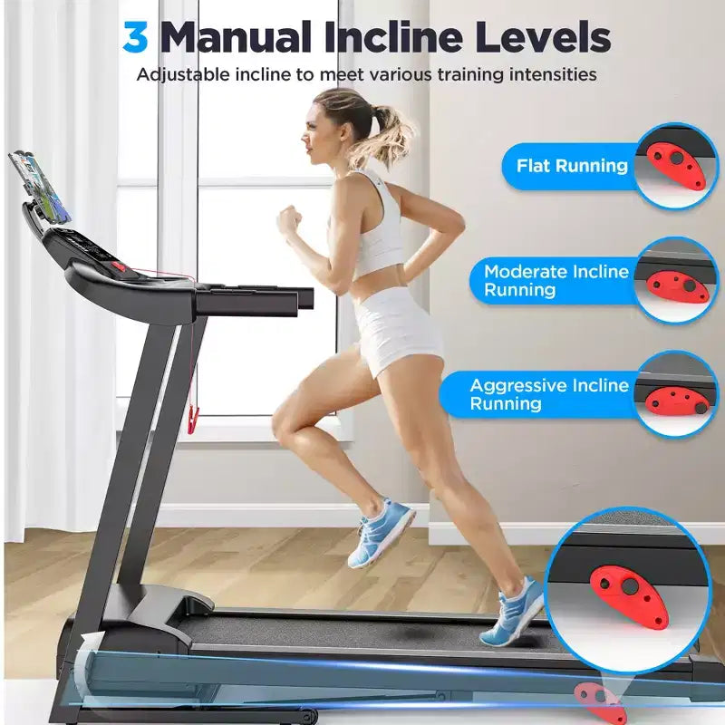 2.75HP Folding Treadmill with 300lb Capacity, 3 Incline, 71 Programs, Smart APP Connection,7.5MPH Portable Treadmill for Home Jogging Walking