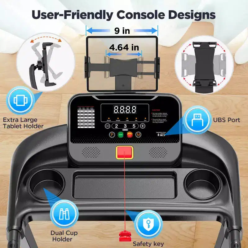 2.75HP Folding Treadmill with 300lb Capacity, 3 Incline, 71 Programs, Smart APP Connection,7.5MPH Portable Treadmill for Home Jogging Walking