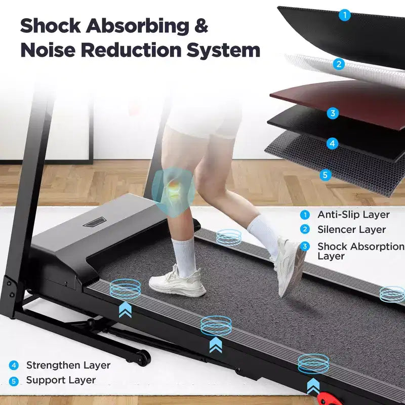 Tapis roulant en solde, Dégagement de tapis roulants, 0,6-7,5 MPH, 64+3+3+1 programmes, Moteur sans balais silencieux, Application Bluetooth, Tapis de course compact pour la maison
