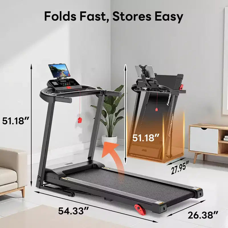 Folding Treadmill 350 lbs Capacity for Home, Incline Treadmill for Exercising, 6% Manual Incline, 7.5MPH, 16'' Wide Belt, 71 Programs, Knee Support