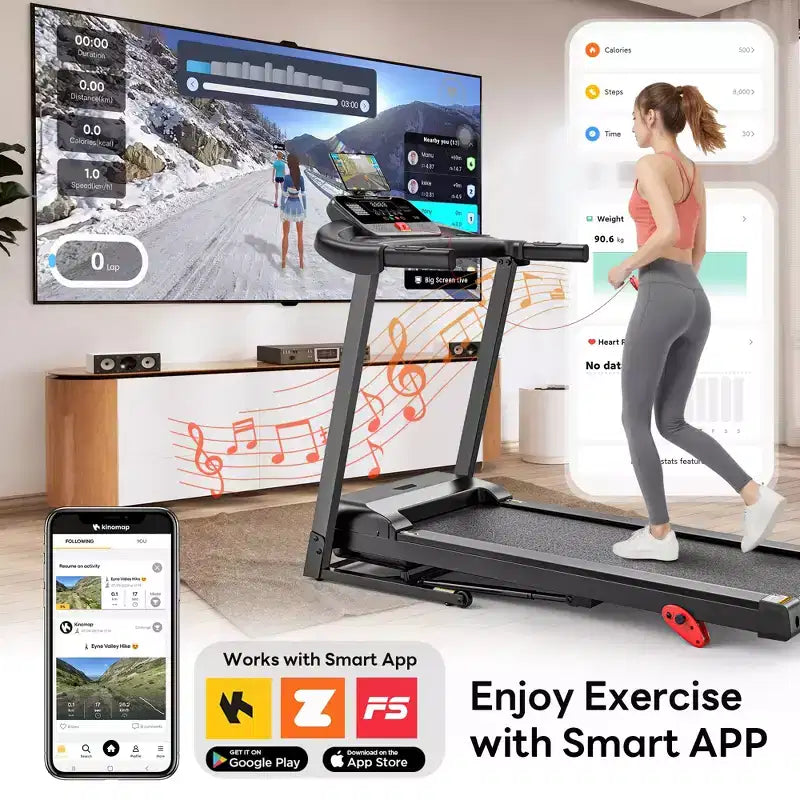 Treadmill with Incline for Home, 3-in-1 Folding Treadmill with 300LBS Capacity, 7.5MPH, 16''Wide Belt, 64 Programs, Knee Support