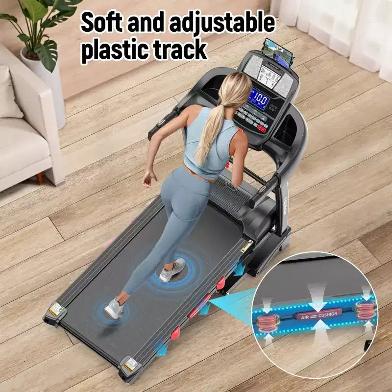 Foldable Treadmill with 20% Auto Incline, 300LB Capacity, Smart App Control, Shock Absorption Belt, Heart Rate Monitor, Home Gym Running Machine