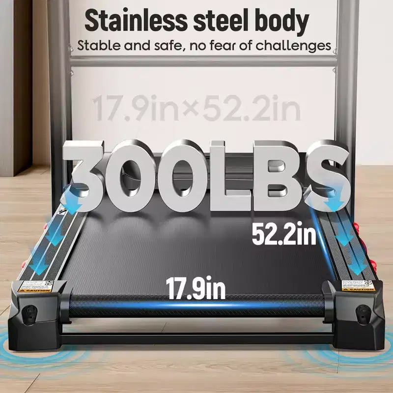 Tapis de course pliable 4,8 CV avec capacité de 136 kg pour usage domestique, inclinaison automatique de 20 %, deux haut-parleurs Bluetooth HiFi, 19 km/h, contrôle par application, noir