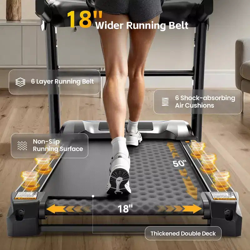 Tapis de course incliné à 20 % pour la maison, capacité de 180 kg, tapis de course pliable, moteur de 5,0 CV, ceinture large de 45 cm