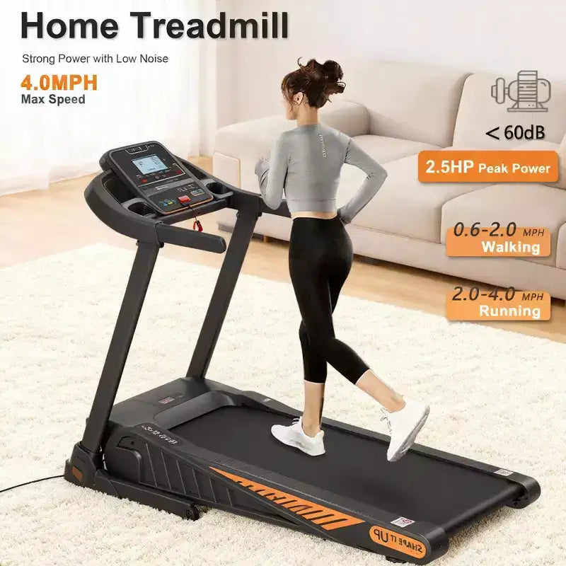 Tapis de marche sous bureau inclinable à 8 %, design compact et portable pour petits espaces, moteur silencieux pour la maison et le bureau