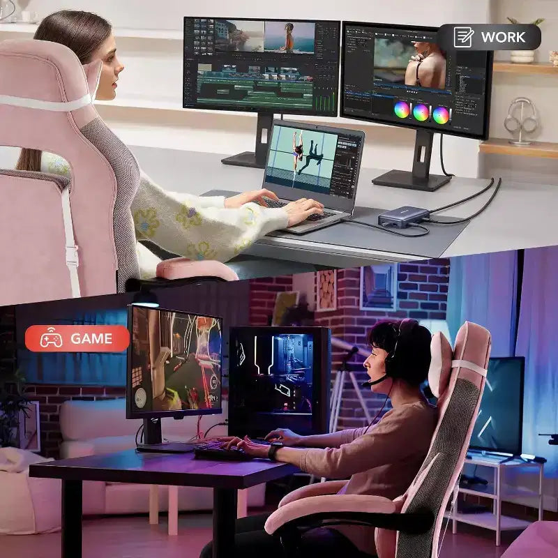 Acekool Ergonomic Gaming Chair for Adults, PU Leather, Massage Lumbar, Footrest, Adjustable, for Office or Gaming