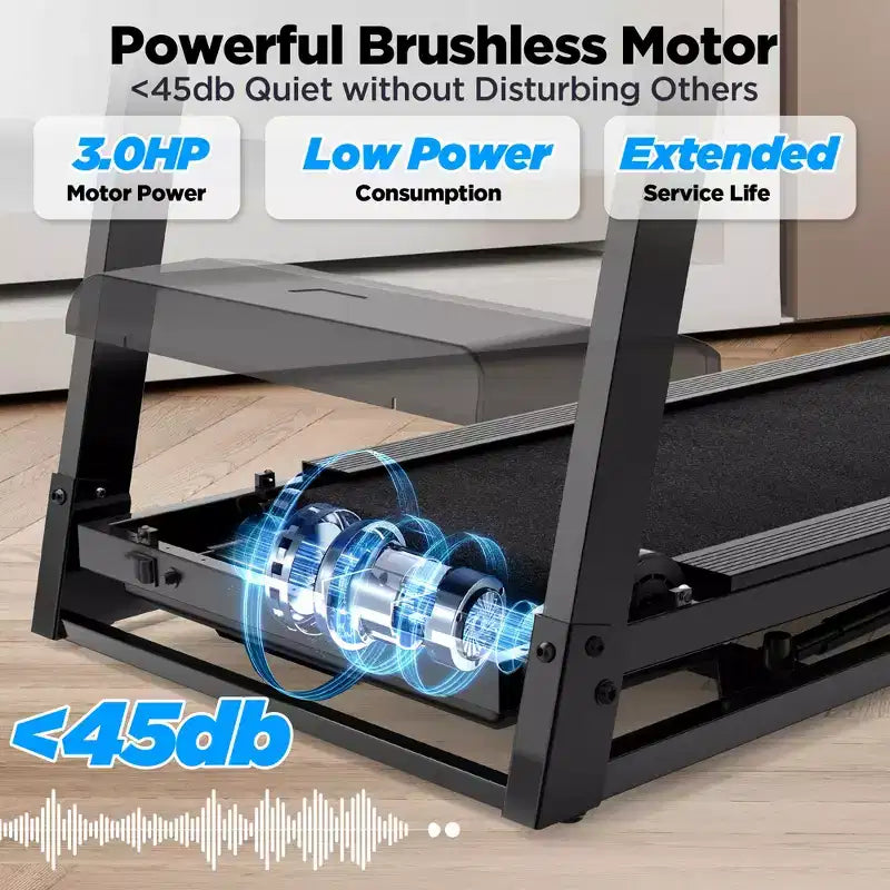 Tapis de course pliable pour la maison avec inclinaison manuelle à 3 niveaux (9 %), capacité de 136 kg et haut-parleur Bluetooth Hi-Fi pour la marche et la course à domicile.