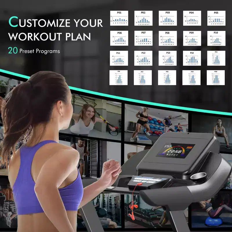 Gymax 4.75 HP Treadmill with APP and Auto Incline Folding Treadmill with Bluetooth Speakers and LED Display Electric Running Machine