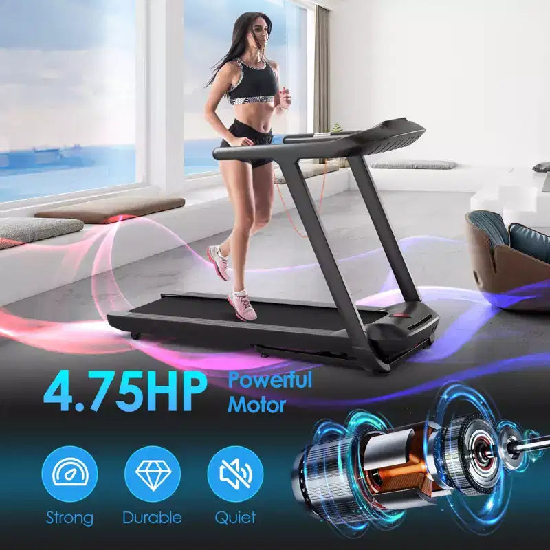 Tapis de course pliable Gymax 4,75 CV avec 20 programmes préréglés, écran tactile LED et télécommande, pour marche, jogging et course