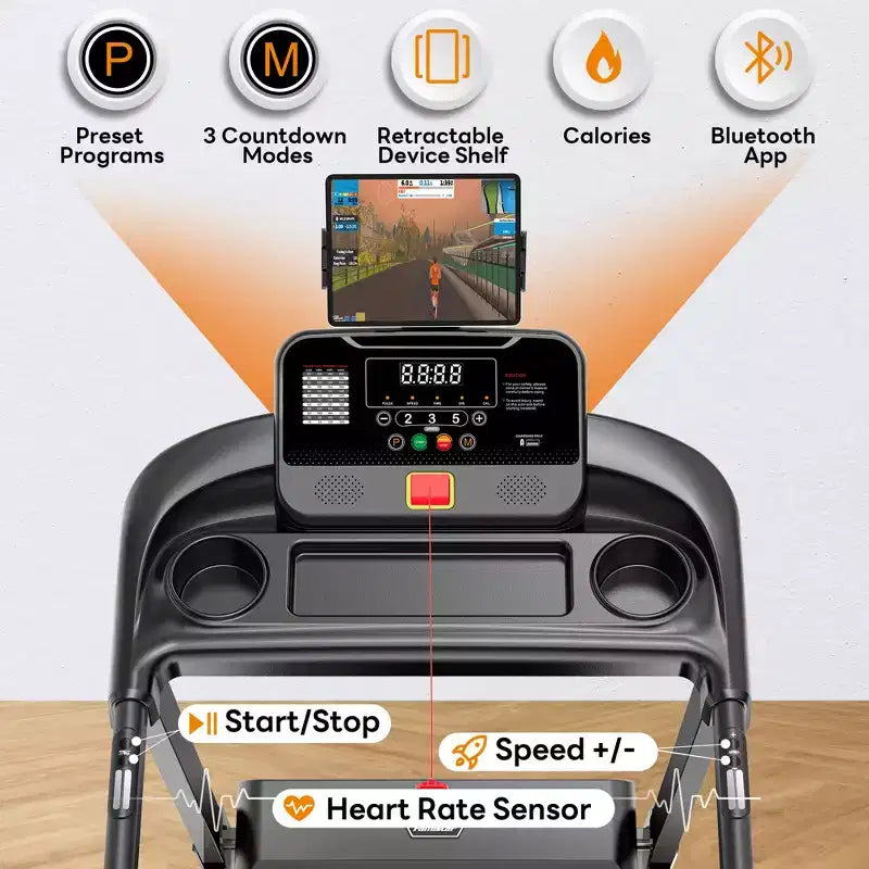 3.25HP Treadmills on Sale for Home, Electric Treadmill 300 LBS Capacity, Foldable Treadmill with Incline, Running Machine w/64 Preset Programs