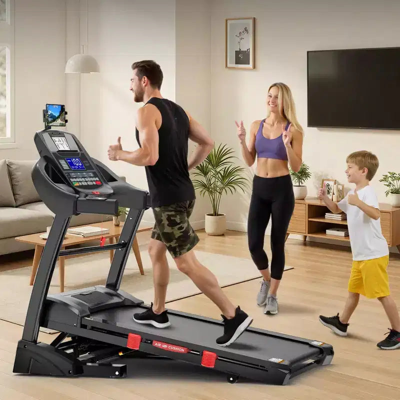 Folding Electric Treadmill for Home, 5HP Motor, 400 Lbs Capacity, Up to 12 MPH Running Machine with 20% Auto Incline, APP & Bluetooth Control