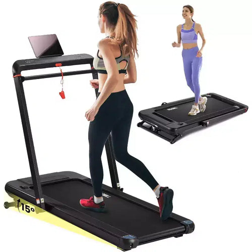 2-in-1 Under Desk Treadmill with Auto Incline, Walking Pad & Jogging Machine, Remote Control, LED Display, Portable Walking Treadmill for Home Use