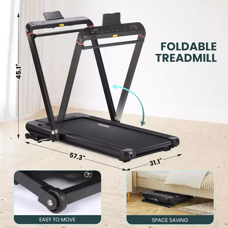2-in-1 Under Desk Treadmill with Auto Incline, Walking Pad & Jogging Machine, Remote Control, LED Display, Portable Walking Treadmill for Home Use