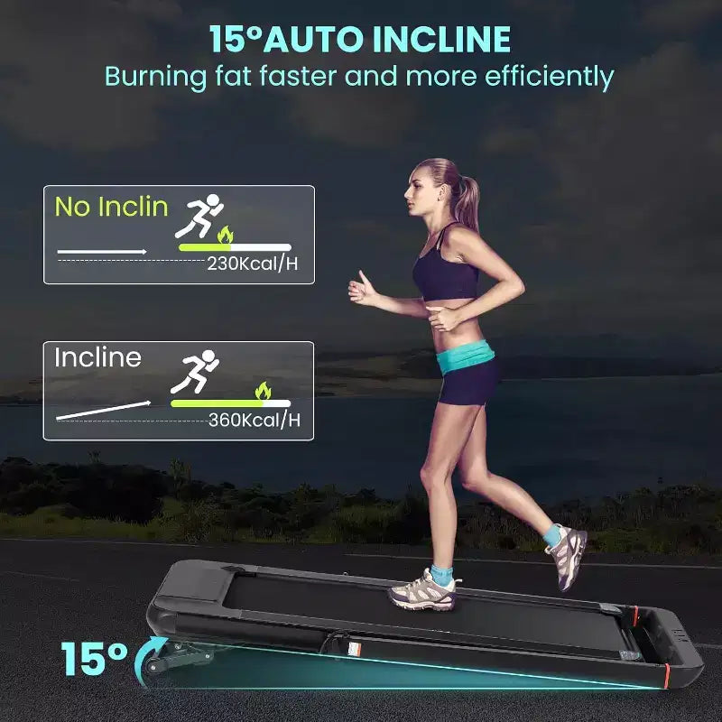 2-in-1 Under Desk Treadmill with Auto Incline, Walking Pad & Jogging Machine, Remote Control, LED Display, Portable Walking Treadmill for Home Use
