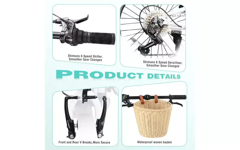 Vélo pliant 20 pouces pour adultes avec panier, support de téléphone et garde-boue, cadre en acier 6 vitesses, vélo de ville, double frein en V, vélo compact portable